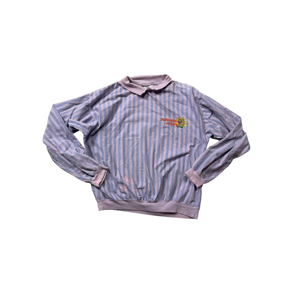 Vintage 80s Panama Jack Striped Pullover Sweatshirt‎ Top Size Large